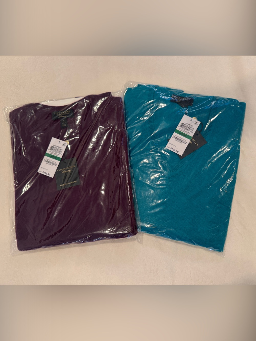 NWT Charter Club 100% Cashmere V-Neck Sweater Set Lot 2 - size L